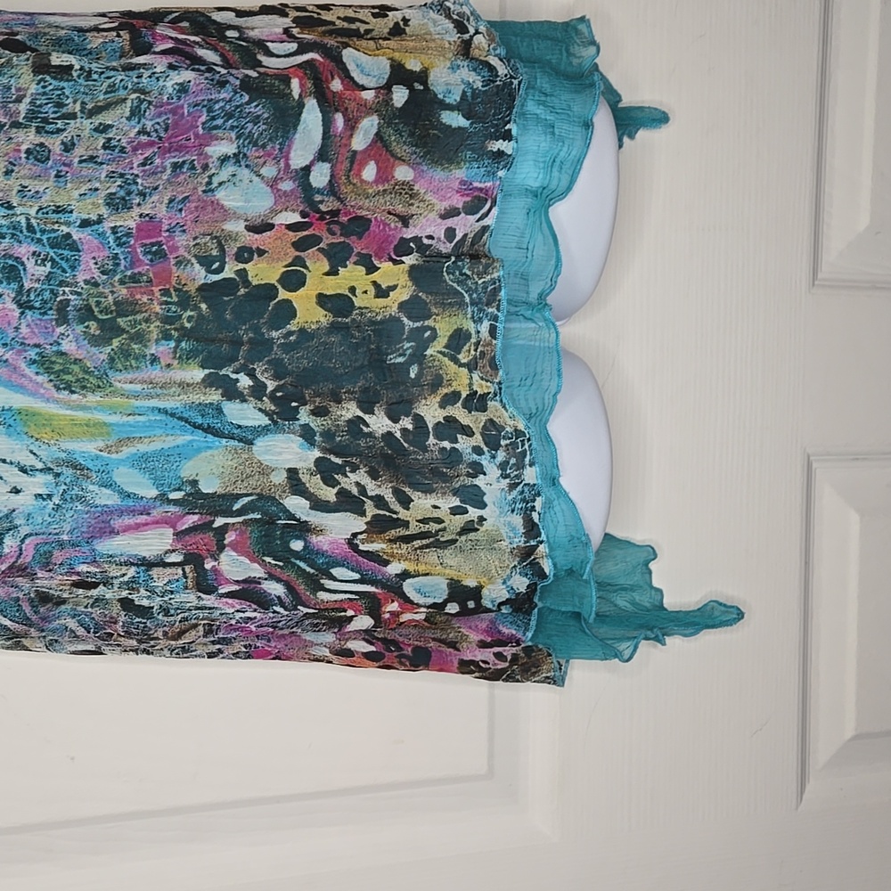 Teal Viscose Wispy Blouse Top L - Picture 3 of 7